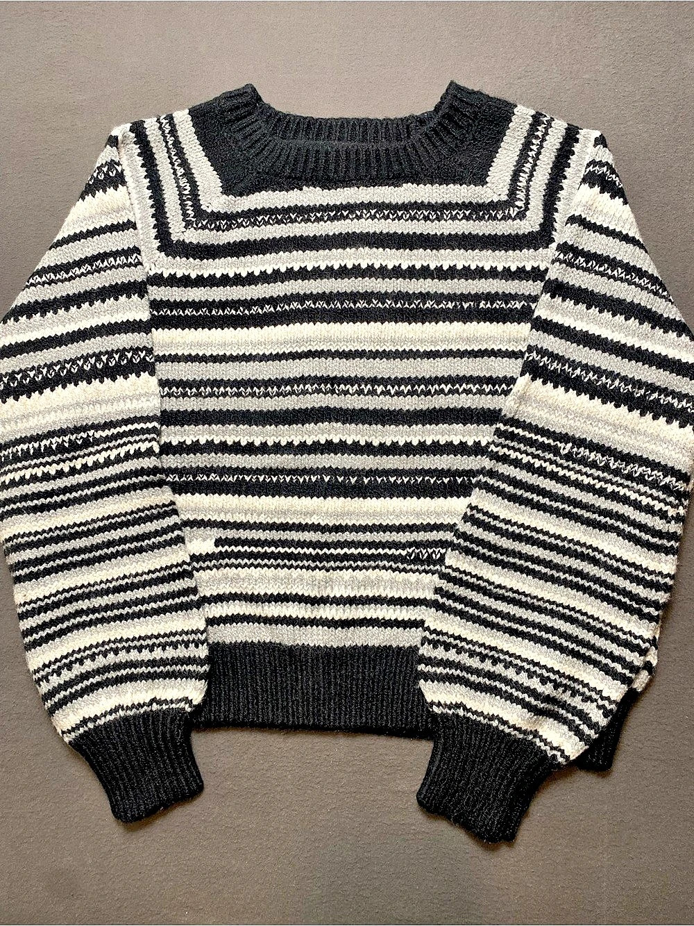 Lucky Brand Striped Knit Sweater in Black & Cream Large